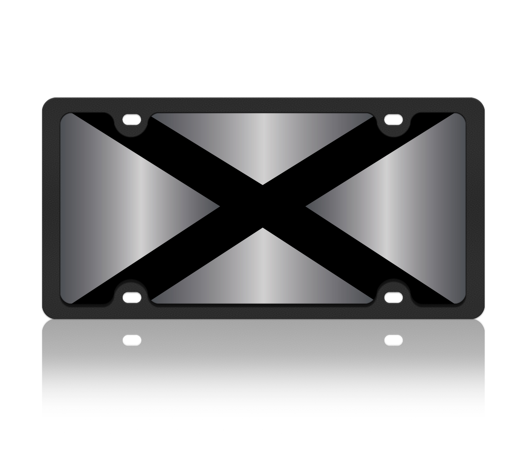 a metal sign with a black cross on it