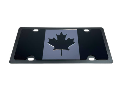 Canada Flag Blacked Out Carbon Steel License Plate