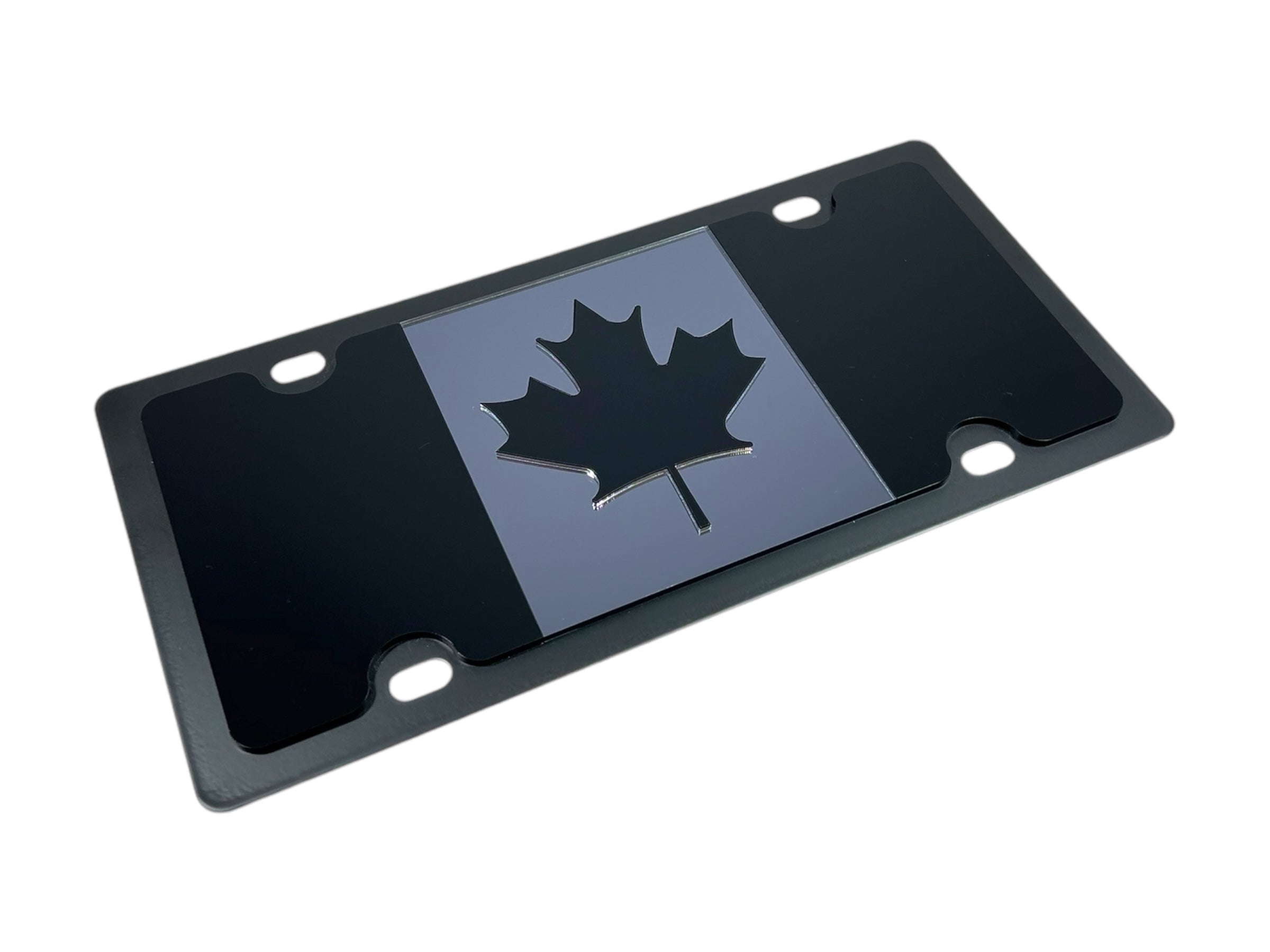 Canada Flag Blacked Out Carbon Steel License Plate