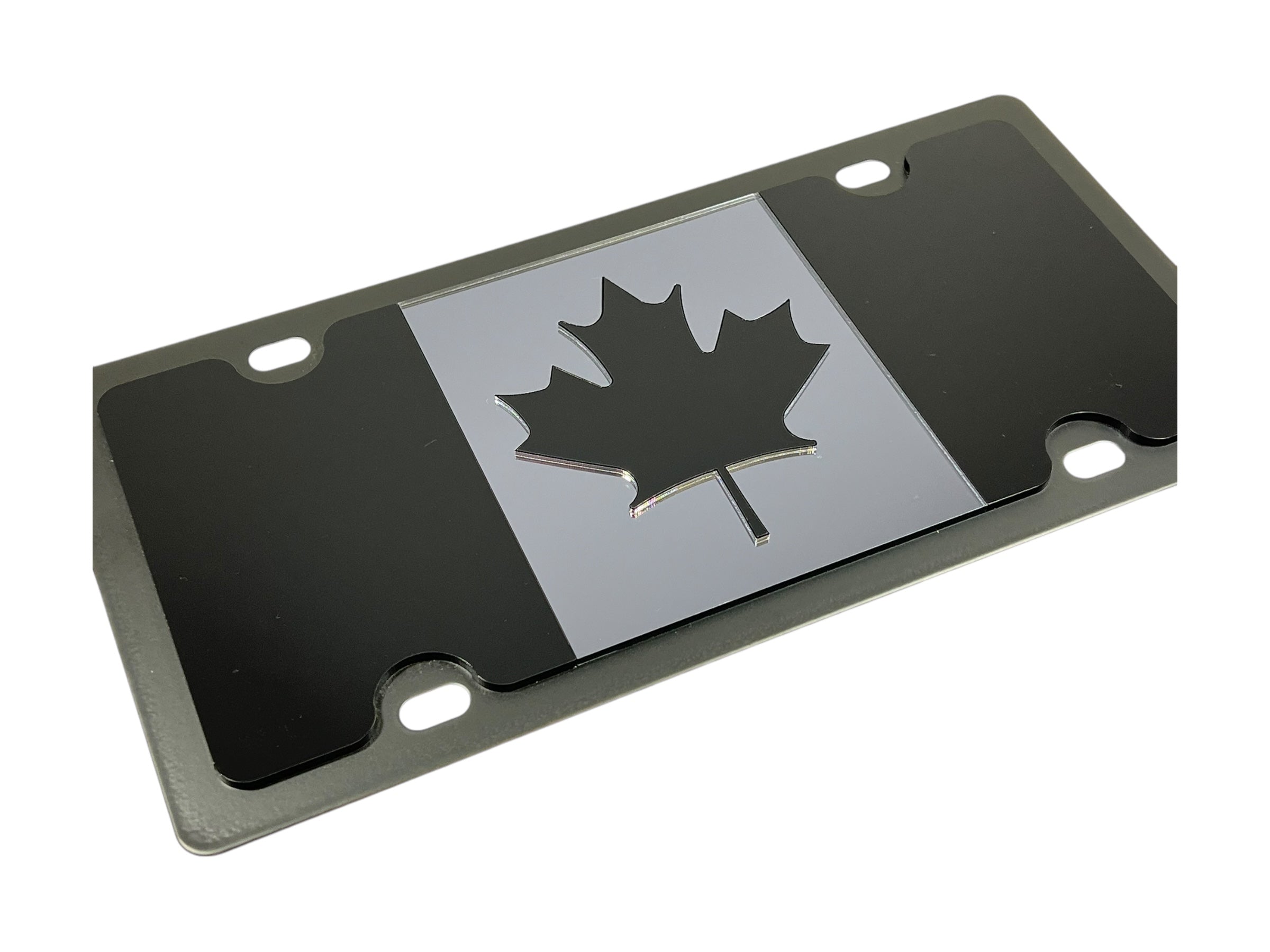 Canada Flag Blacked Out Carbon Steel License Plate