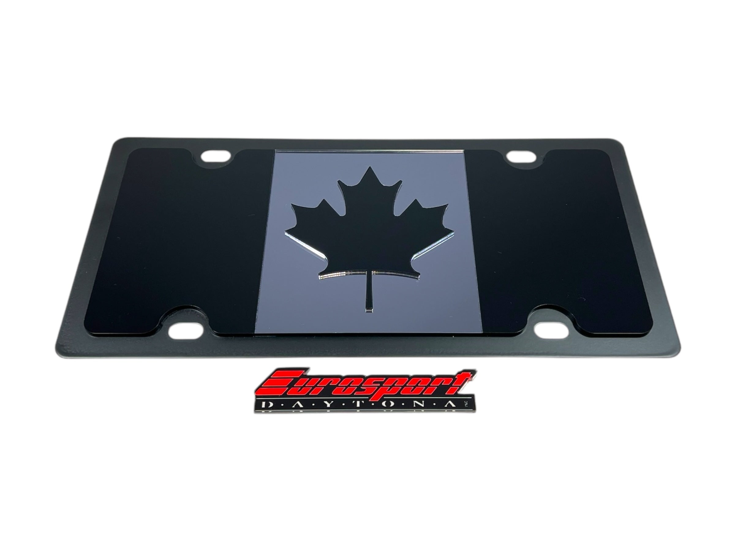 Canada Flag Blacked Out Carbon Steel License Plate