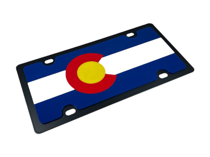 Colorado State Flag Carbon Steel License Plate