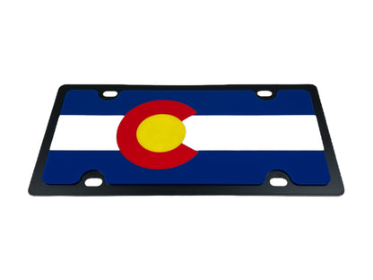 Colorado State Flag Carbon Steel License Plate