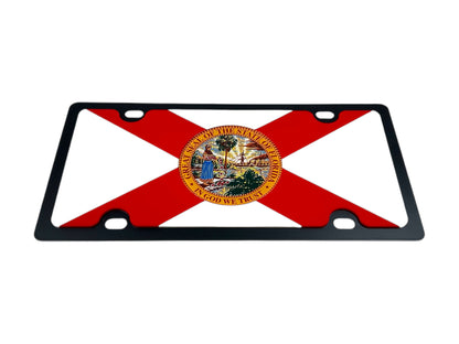 a license plate with a flag of the state of florida