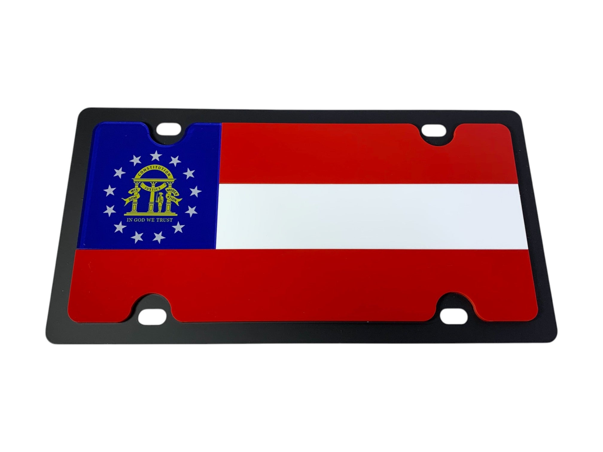 Georgia State Flag Carbon Steel License Plate