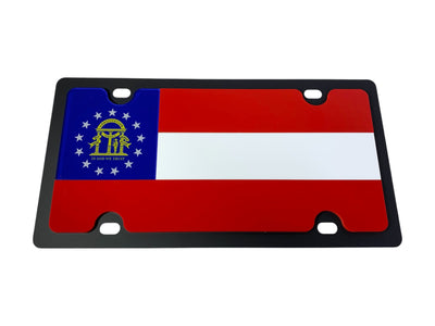 Georgia State Flag Carbon Steel License Plate