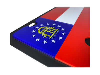 Georgia State Flag Carbon Steel License Plate
