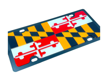 Maryland State Flag Carbon Steel License Plate