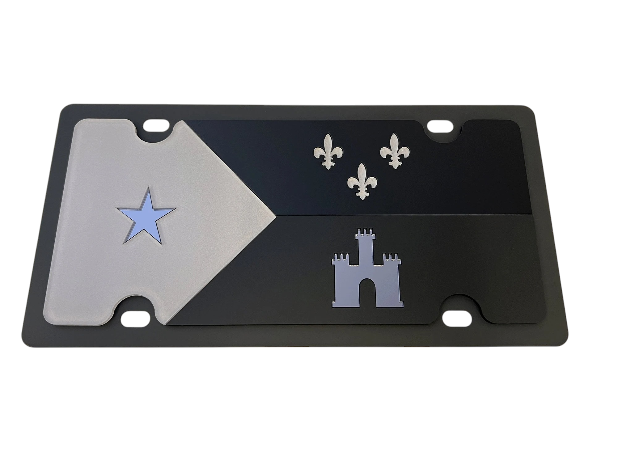 Acadiana Flag Carbon Steel License Plate