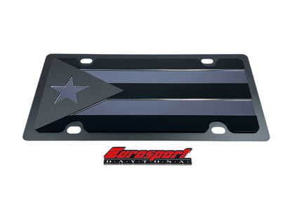 Puerto Rico Flag Blacked Out Carbon Steel License Plate