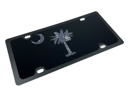 South Carolina State Flag Blacked Out Carbon Steel License Plate