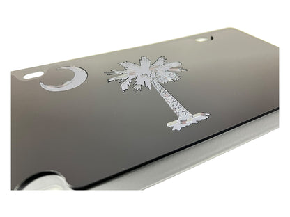 South Carolina State Flag Blacked Out Carbon Steel License Plate