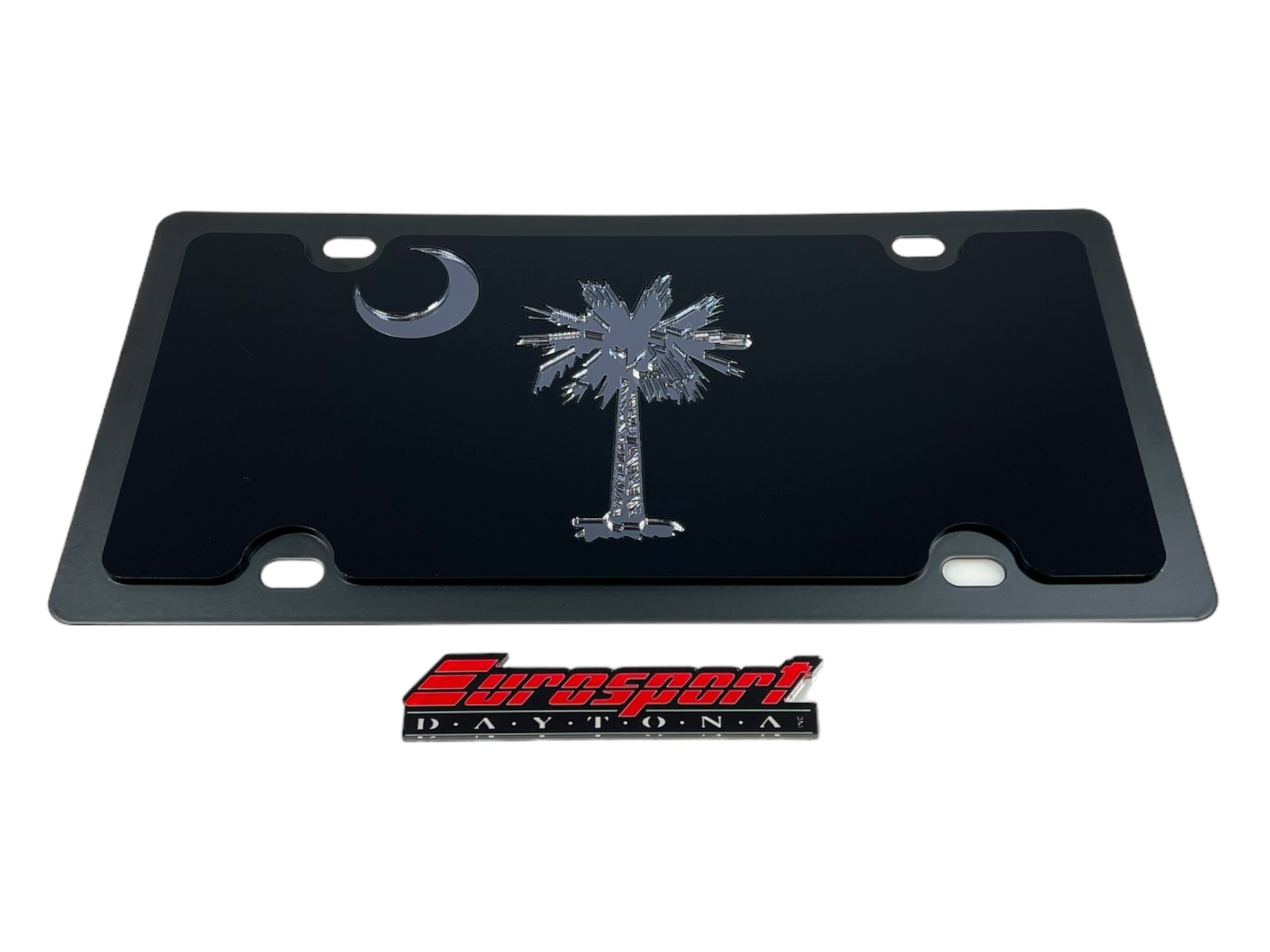 South Carolina State Flag Blacked Out Carbon Steel License Plate