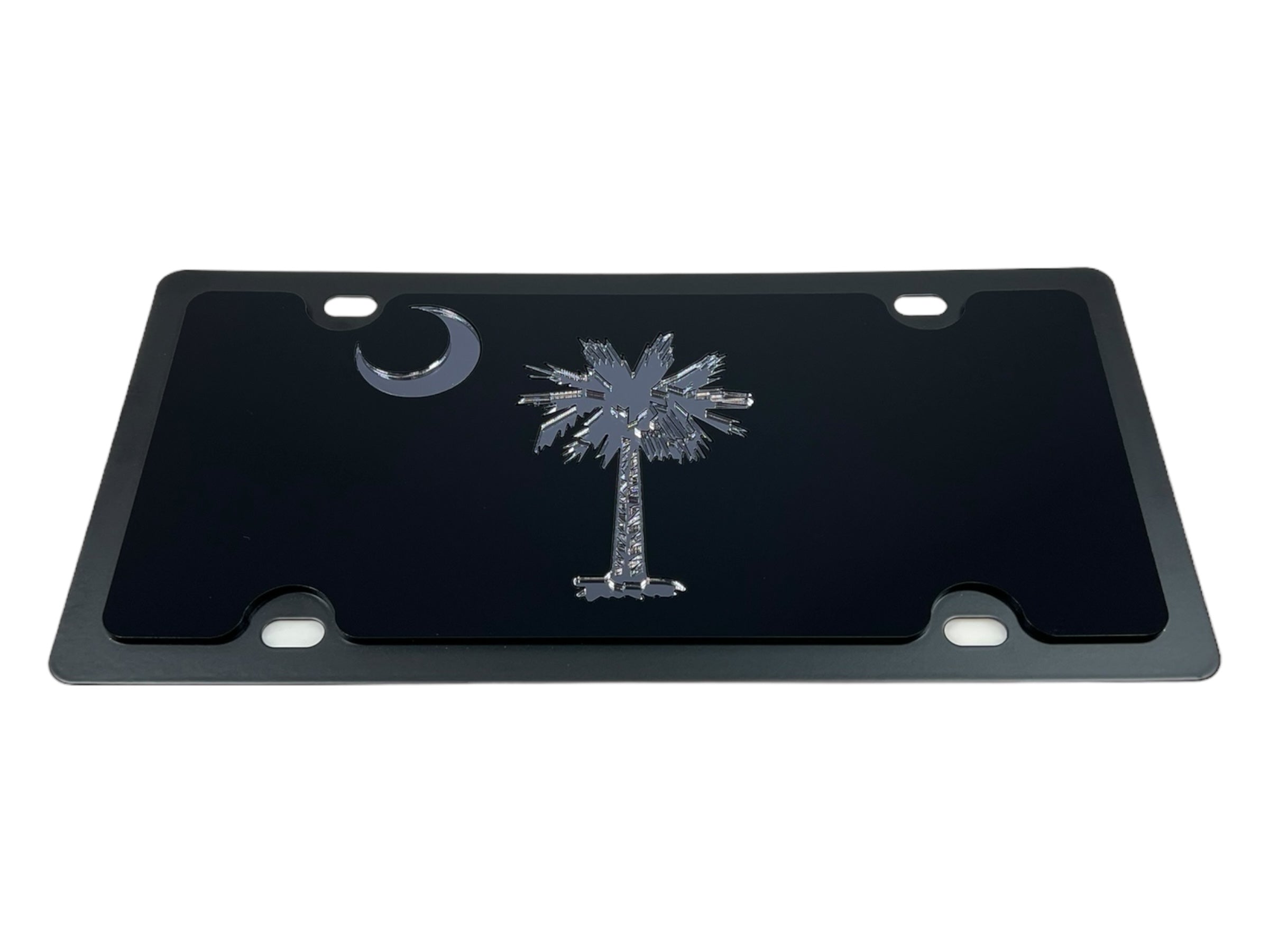 South Carolina State Flag Blacked Out Carbon Steel License Plate