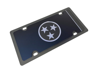 Tennessee Big Blacked Out Carbon Steel License Plate