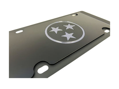 Tennessee Big Blacked Out Carbon Steel License Plate