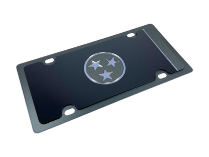 Tennessee Blacked Out Flag Carbon Steel License Plate