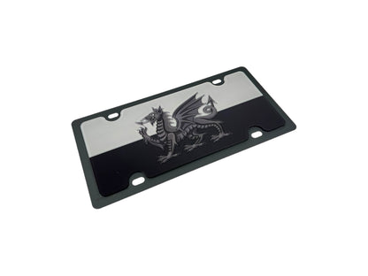 Wales Blacked Out Carbon Steel License Plate