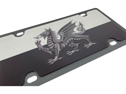 Wales Blacked Out Carbon Steel License Plate