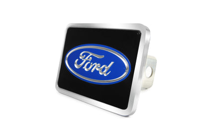 a ford emblem is shown on a black and silver square