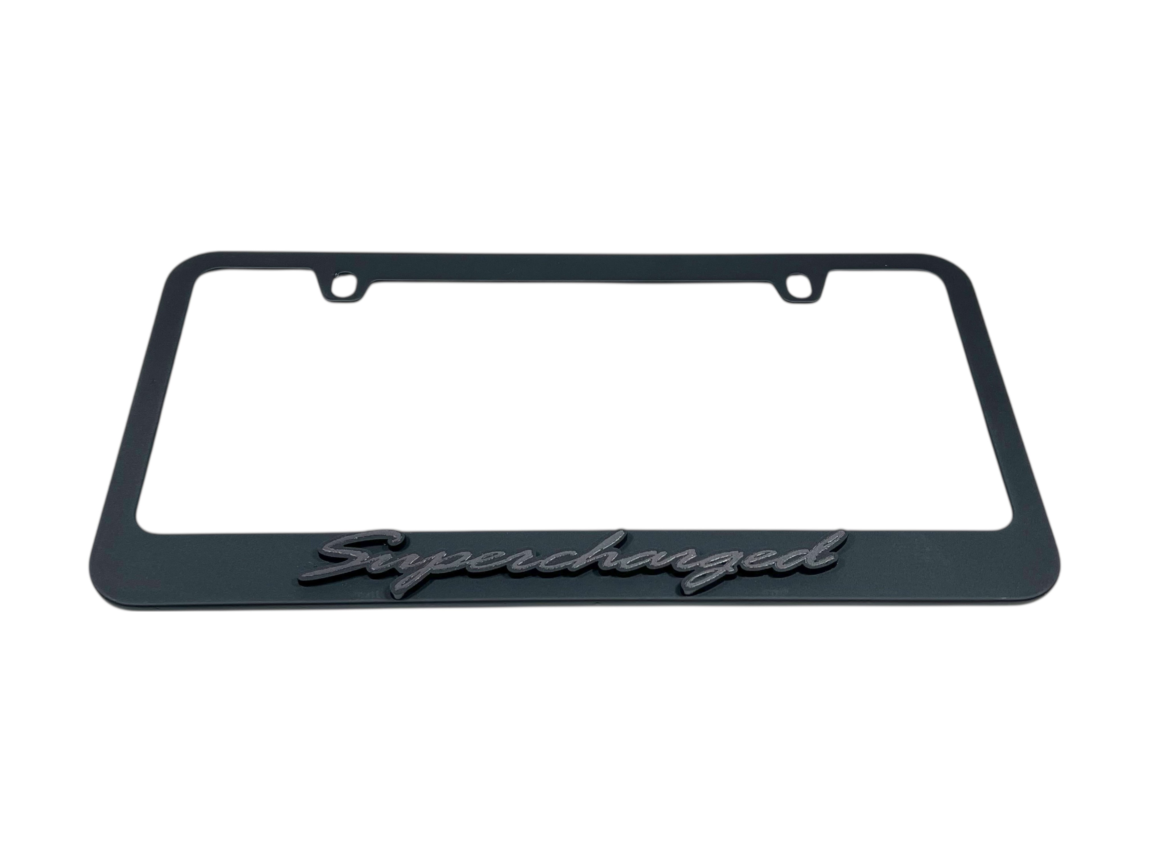 Supercharged Black License Plate Frame