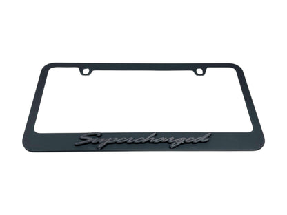 Supercharged Black License Plate Frame