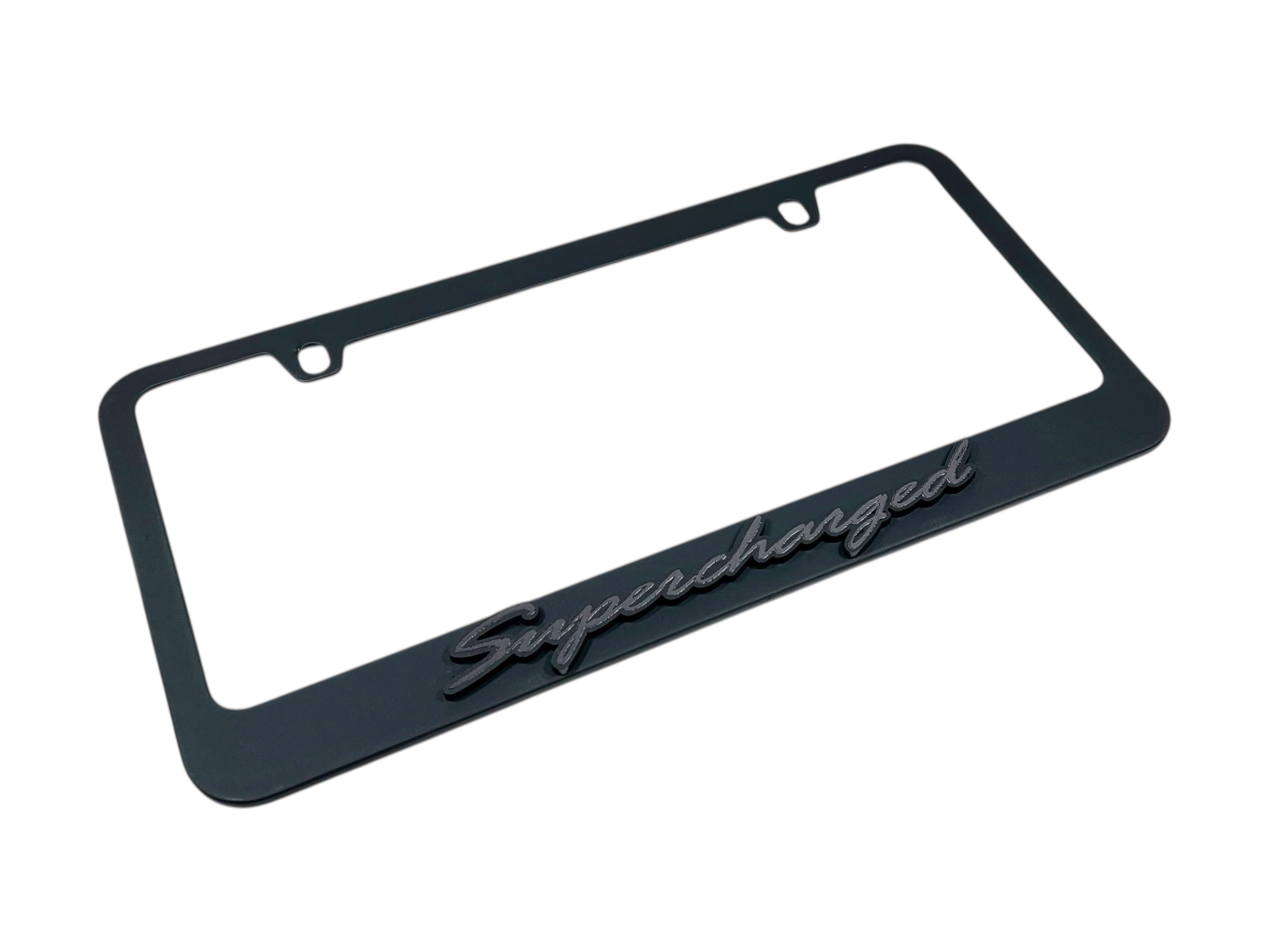 Supercharged Black License Plate Frame