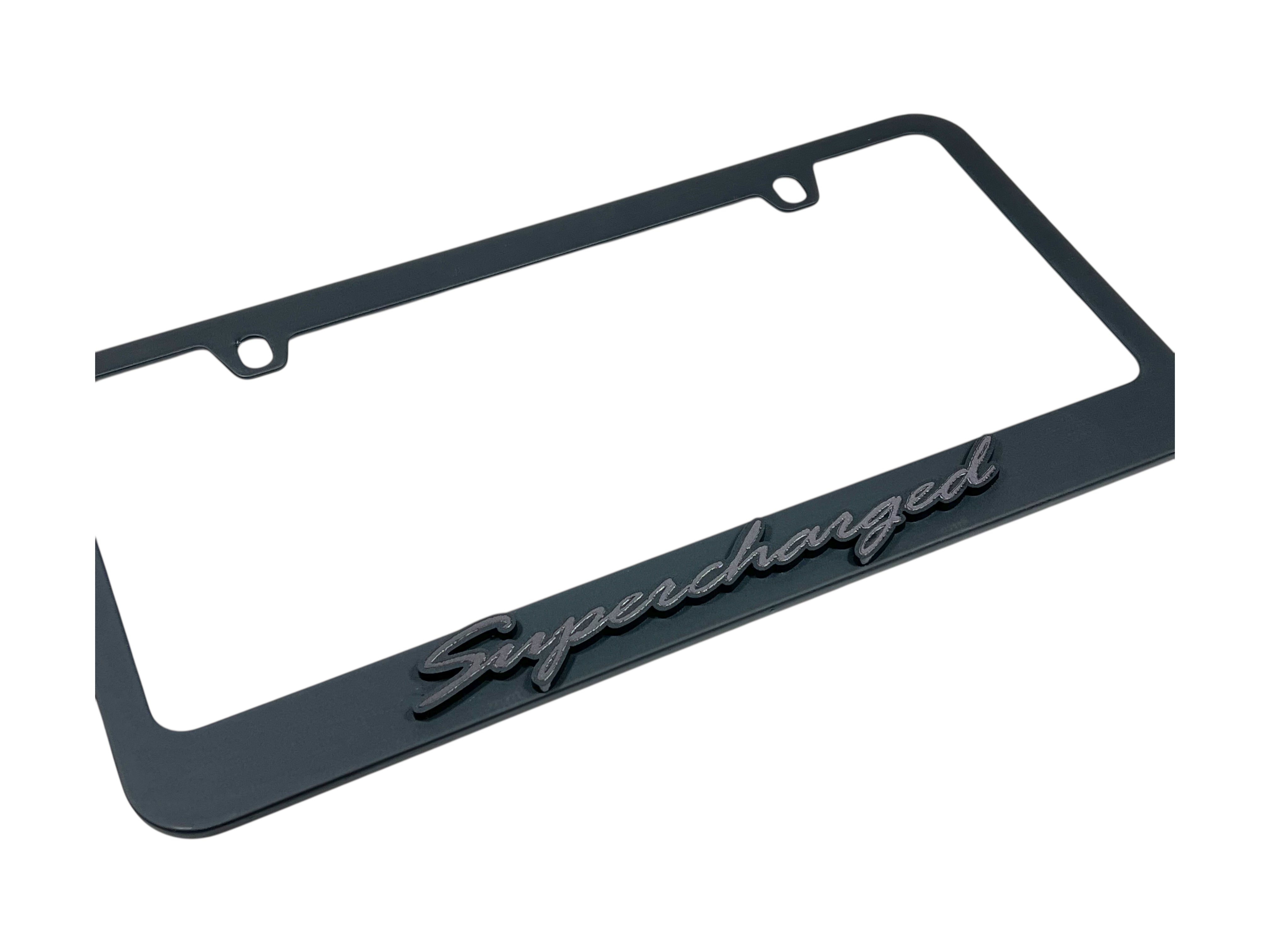 Supercharged Black License Plate Frame