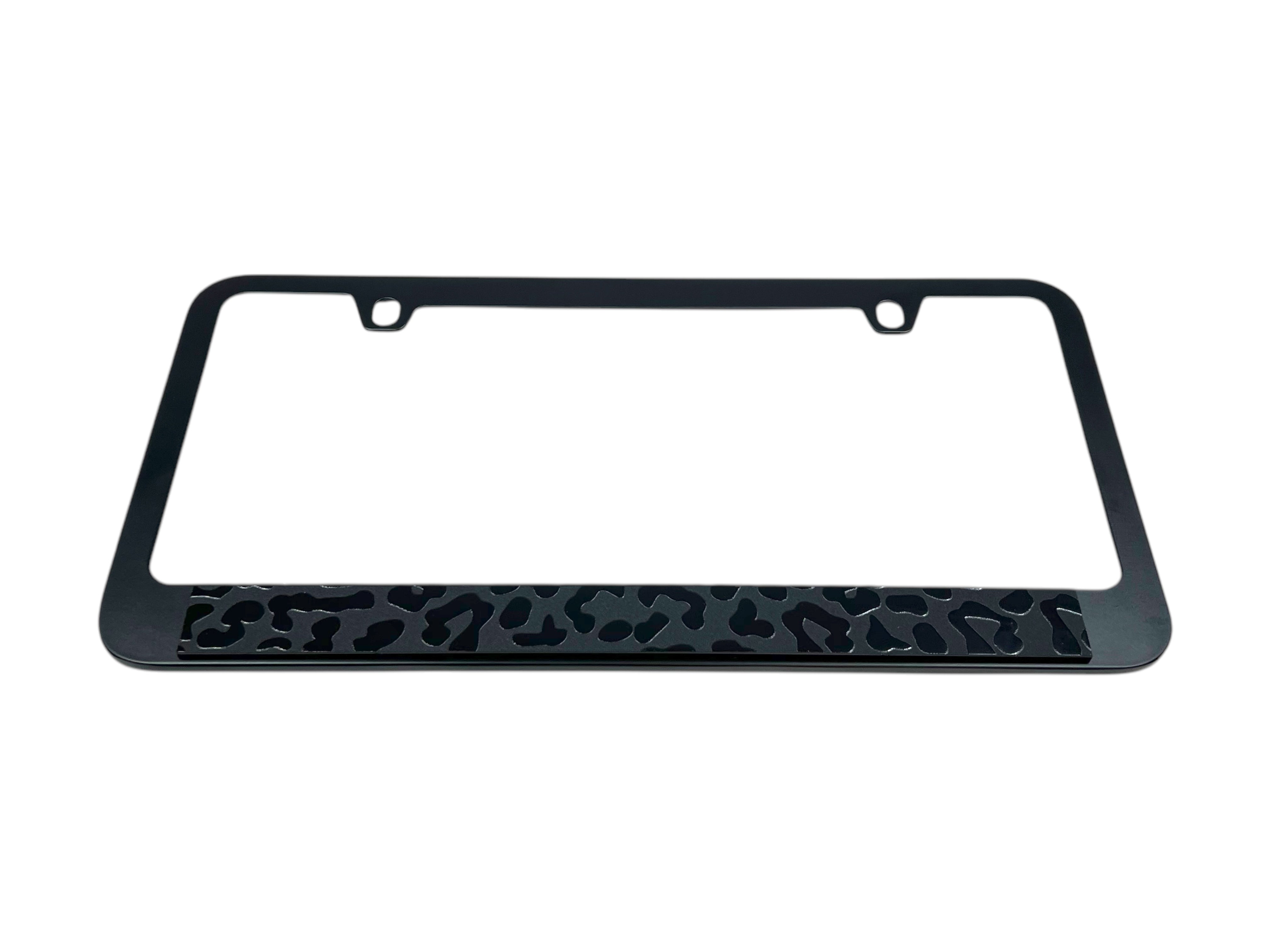 Leopard Print Black License Plate Frame