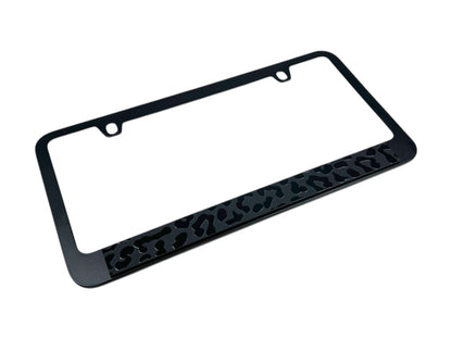 Leopard Print Black License Plate Frame