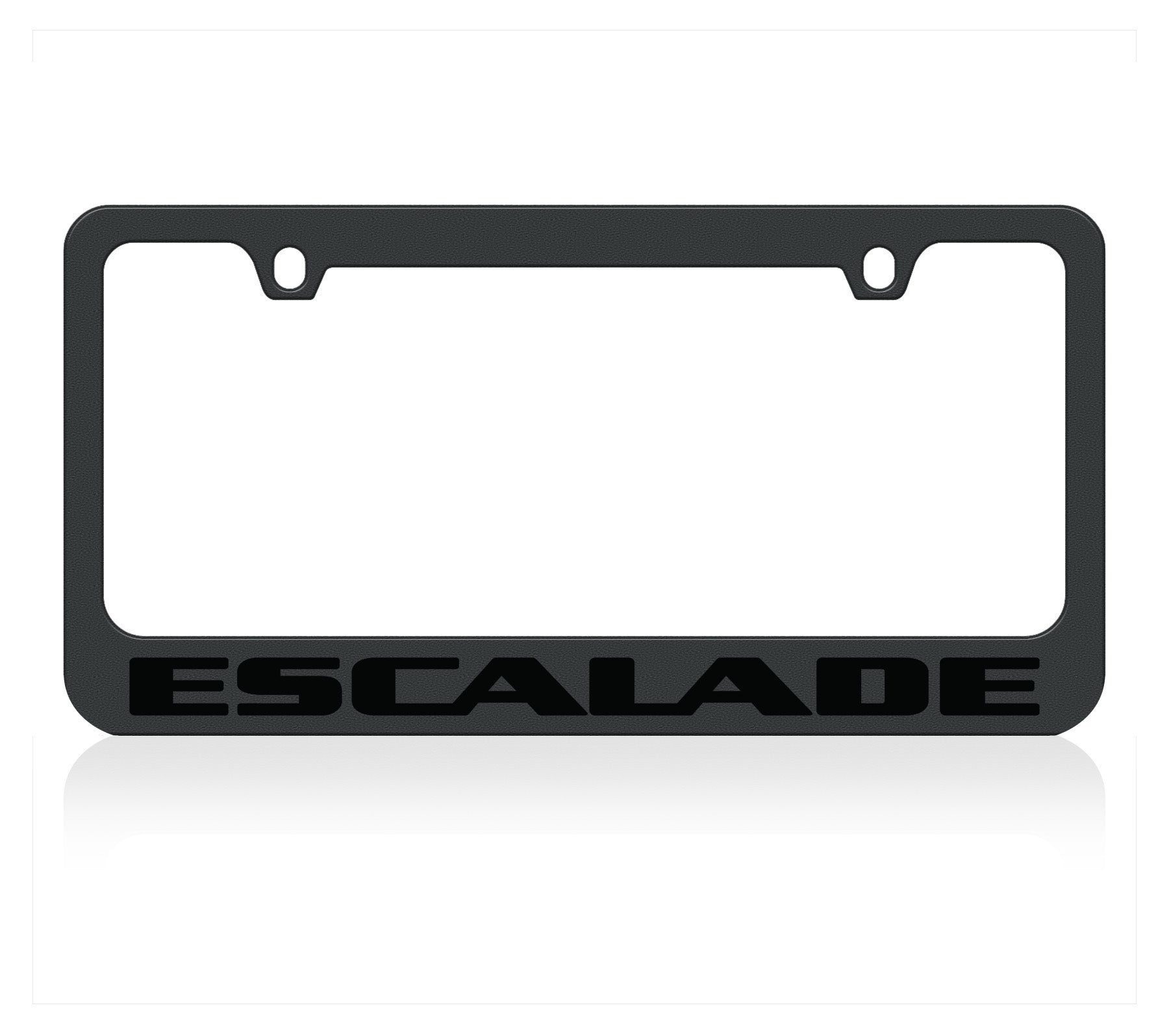 a black license plate frame with the word escalade on it