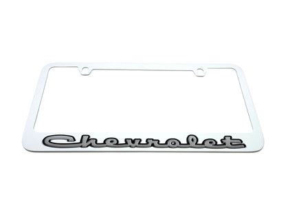 Classic Chevrolet White License Plate Frame