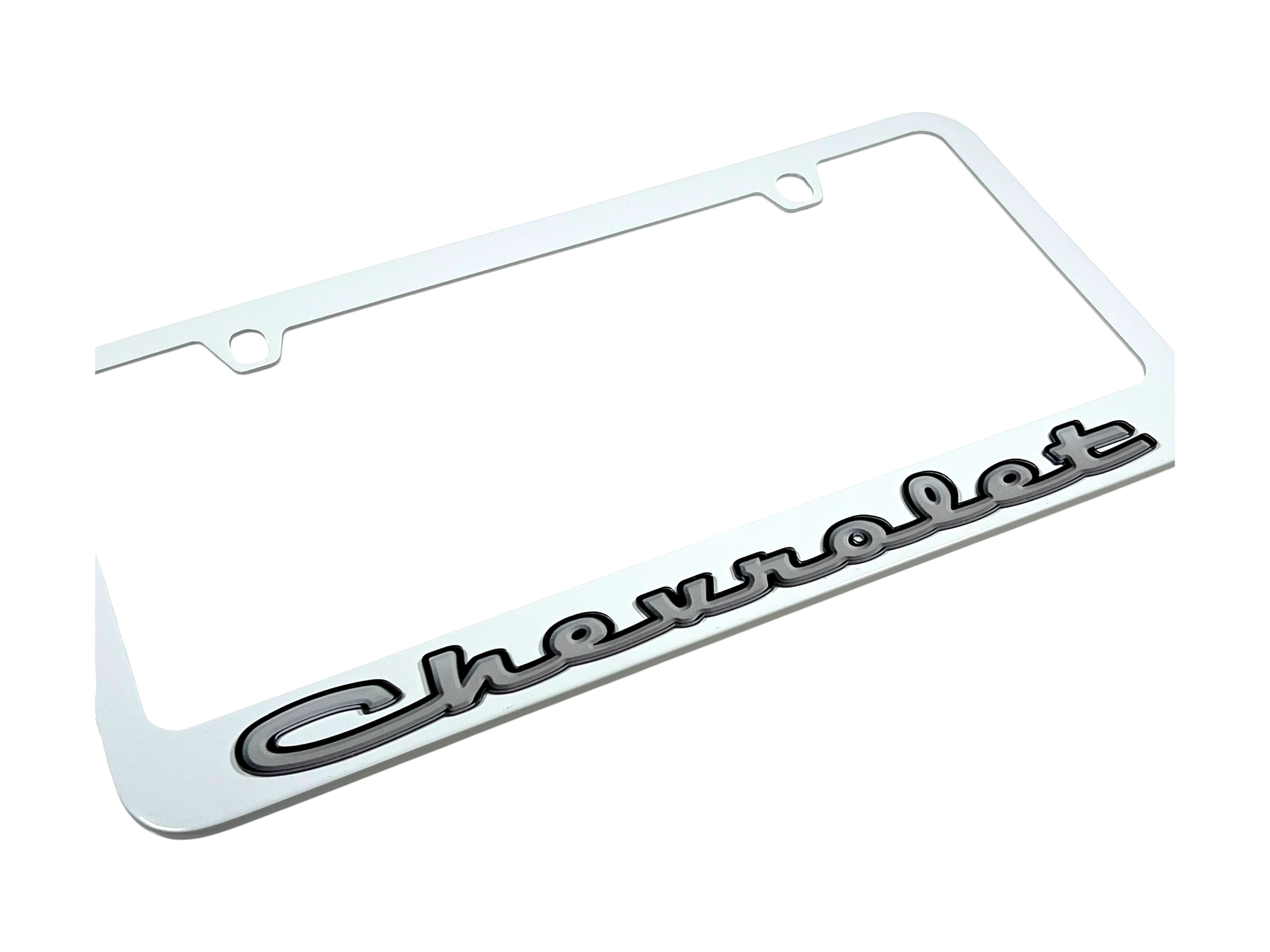 Classic Chevrolet White License Plate Frame