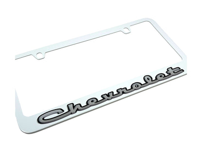 Classic Chevrolet White License Plate Frame