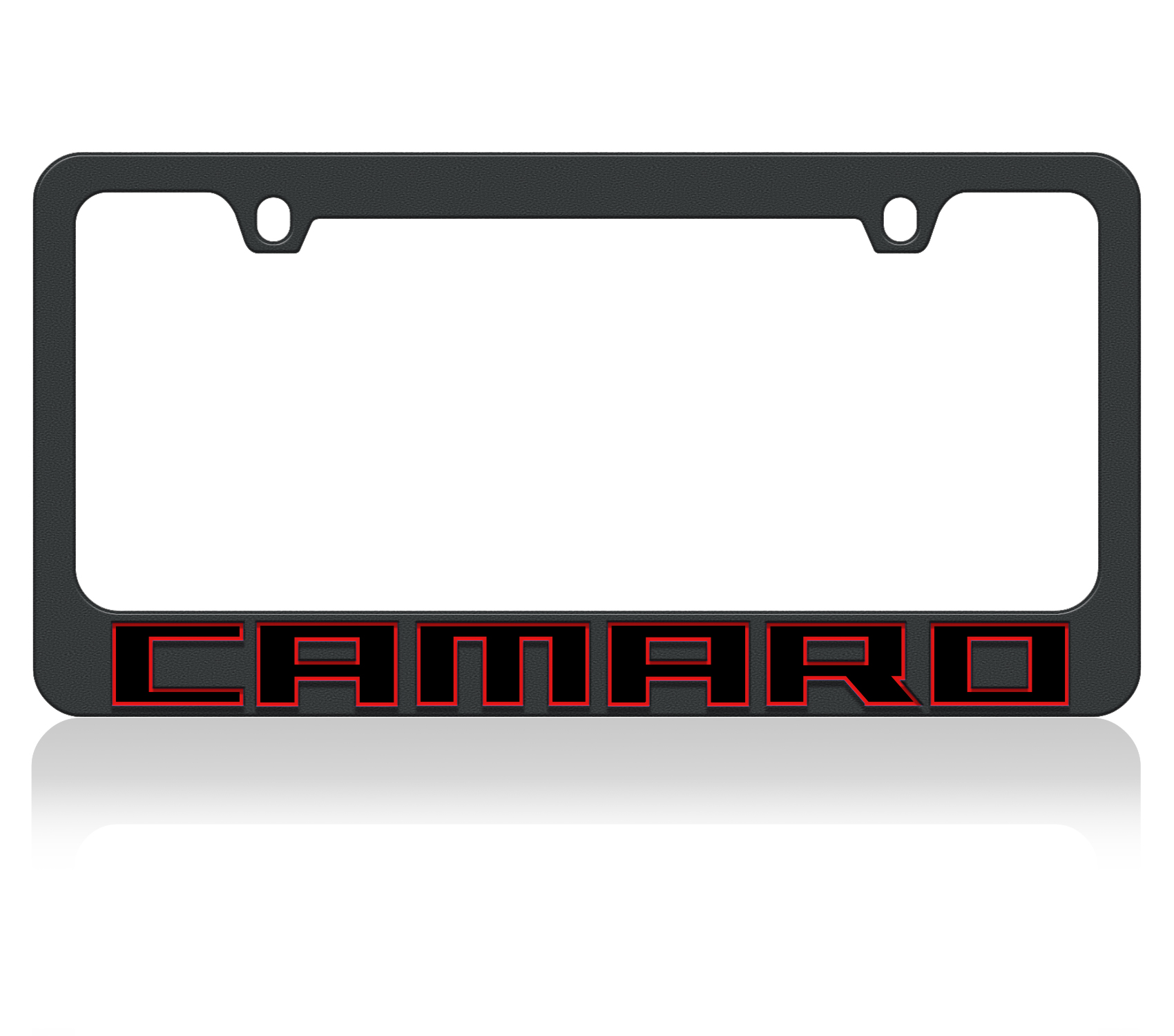 a license plate frame with the word camaro on it