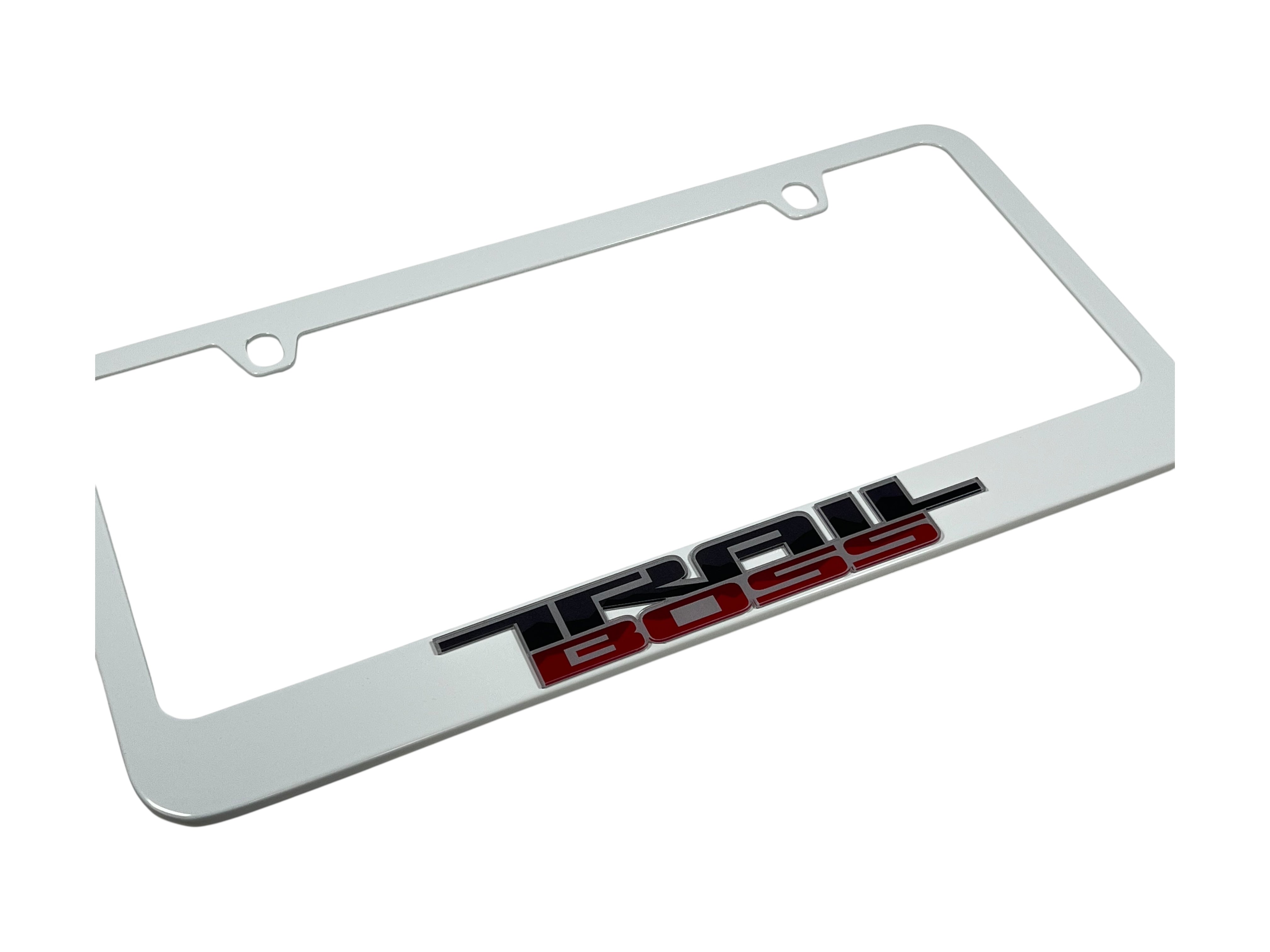 Chevrolet Trail Boss White License Plate Frame