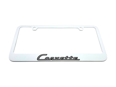 Classic Chevrolet Corvette White License Plate Frame