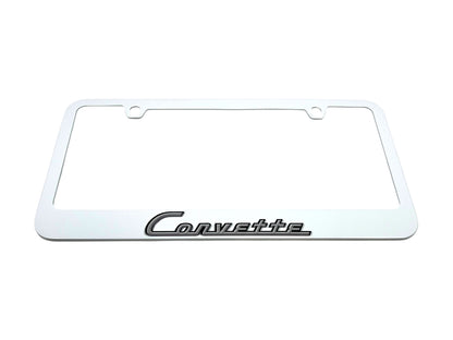 Classic Chevrolet Corvette White License Plate Frame