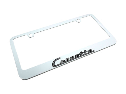 Classic Chevrolet Corvette White License Plate Frame