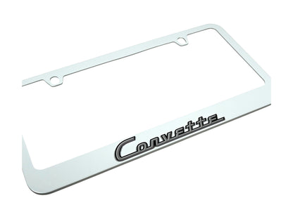 Classic Chevrolet Corvette White License Plate Frame
