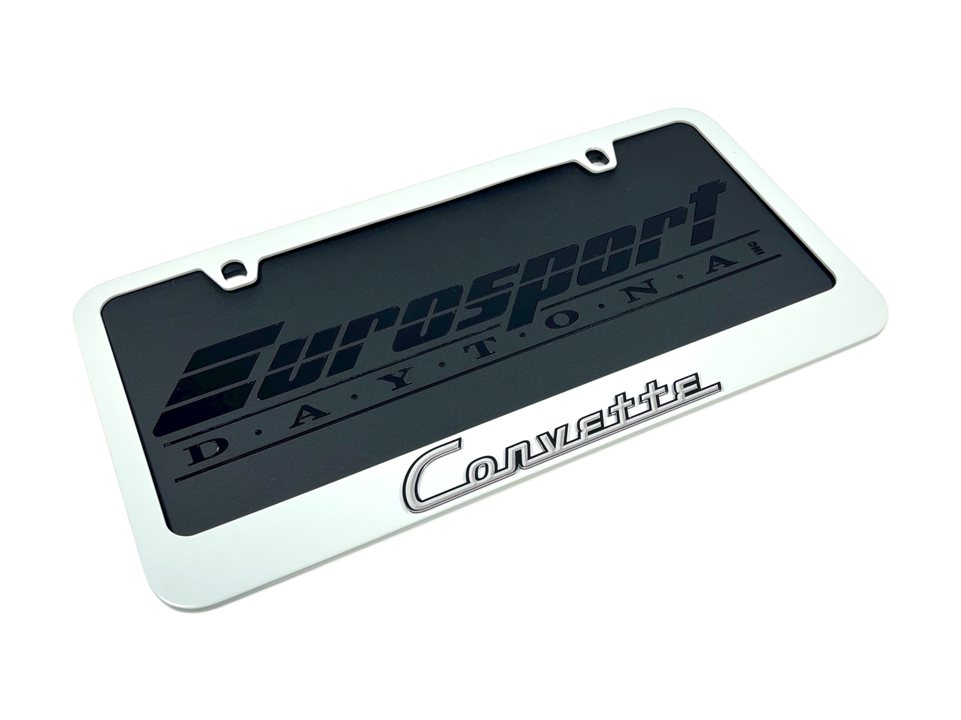 Classic Chevrolet Corvette White License Plate Frame