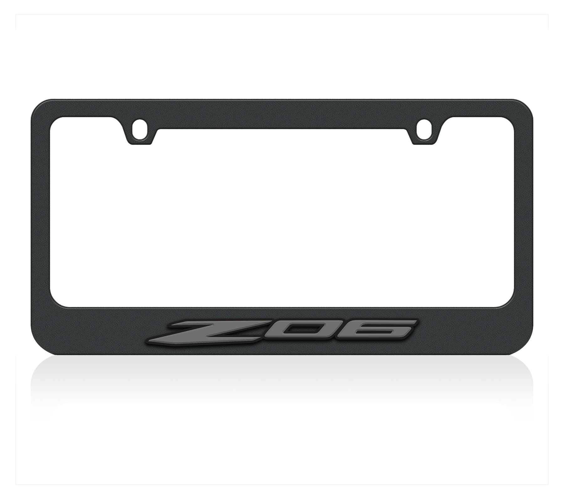 a black license plate frame with the word zoom on it