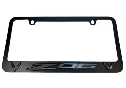 a black license plate frame with the number 66 on it