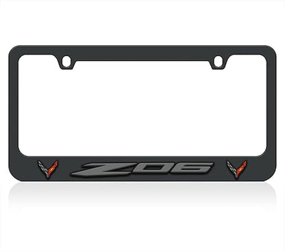 a black license plate frame for a car