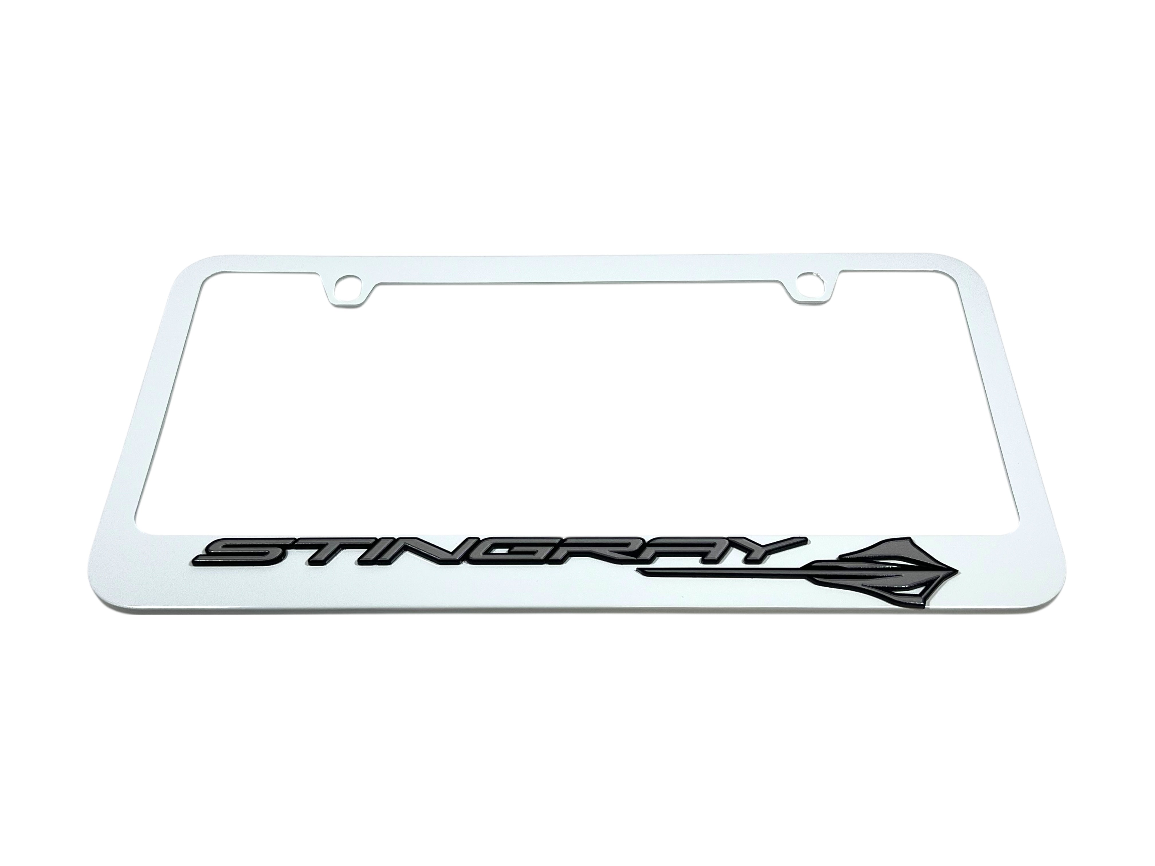Chevrolet Corvette C8 Stingray White License Plate Frame