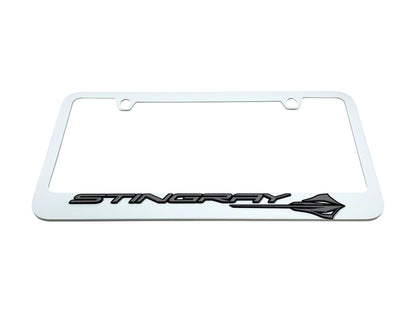 Chevrolet Corvette C8 Stingray White License Plate Frame