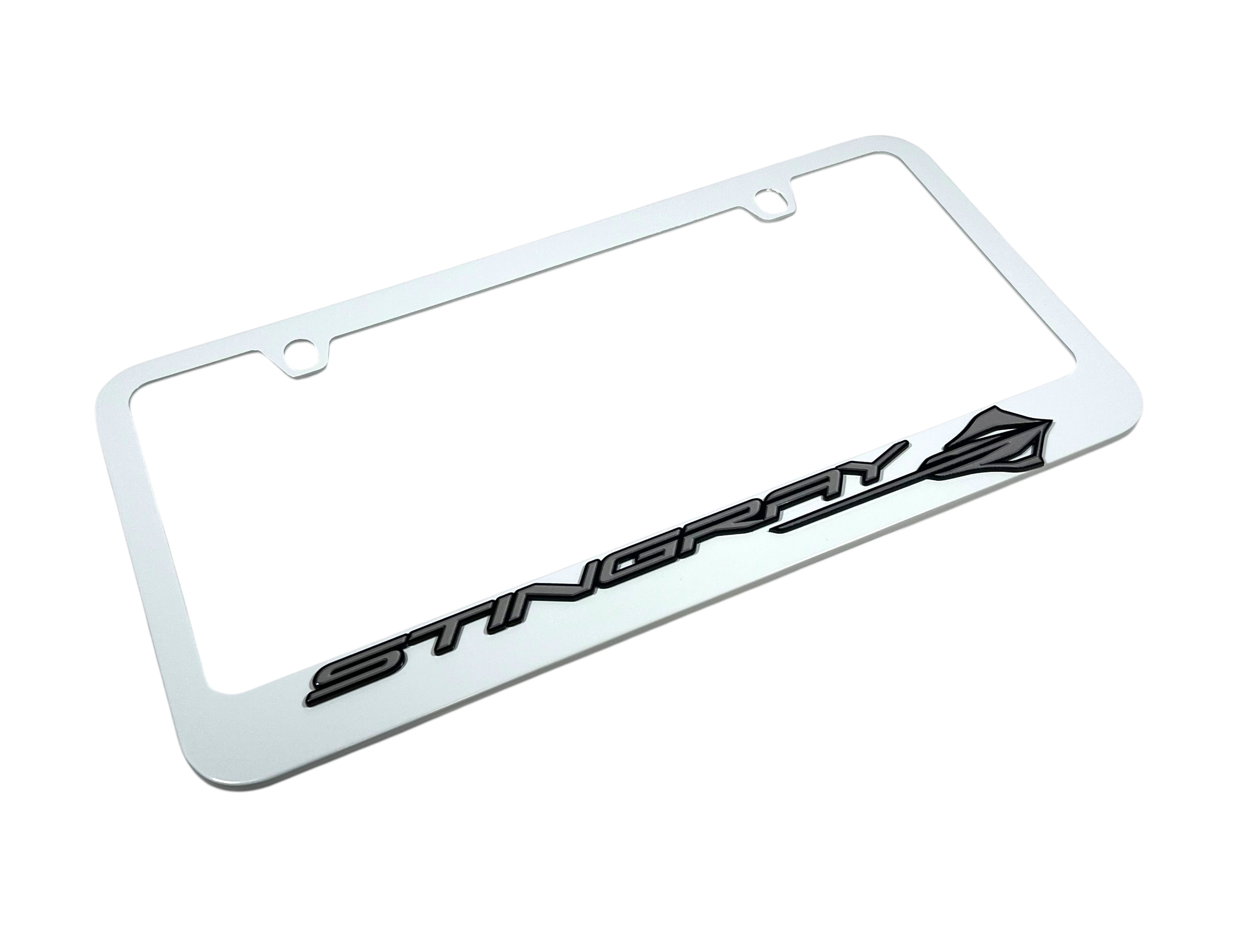 Chevrolet Corvette C8 Stingray White License Plate Frame