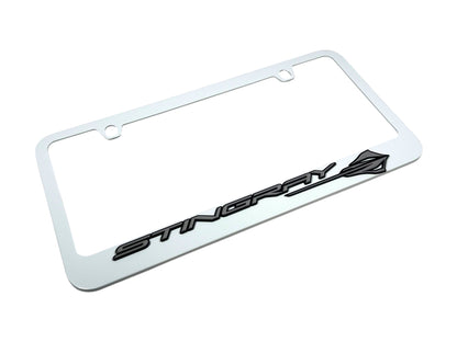 Chevrolet Corvette C8 Stingray White License Plate Frame