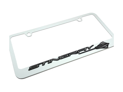 Chevrolet Corvette C8 Stingray White License Plate Frame