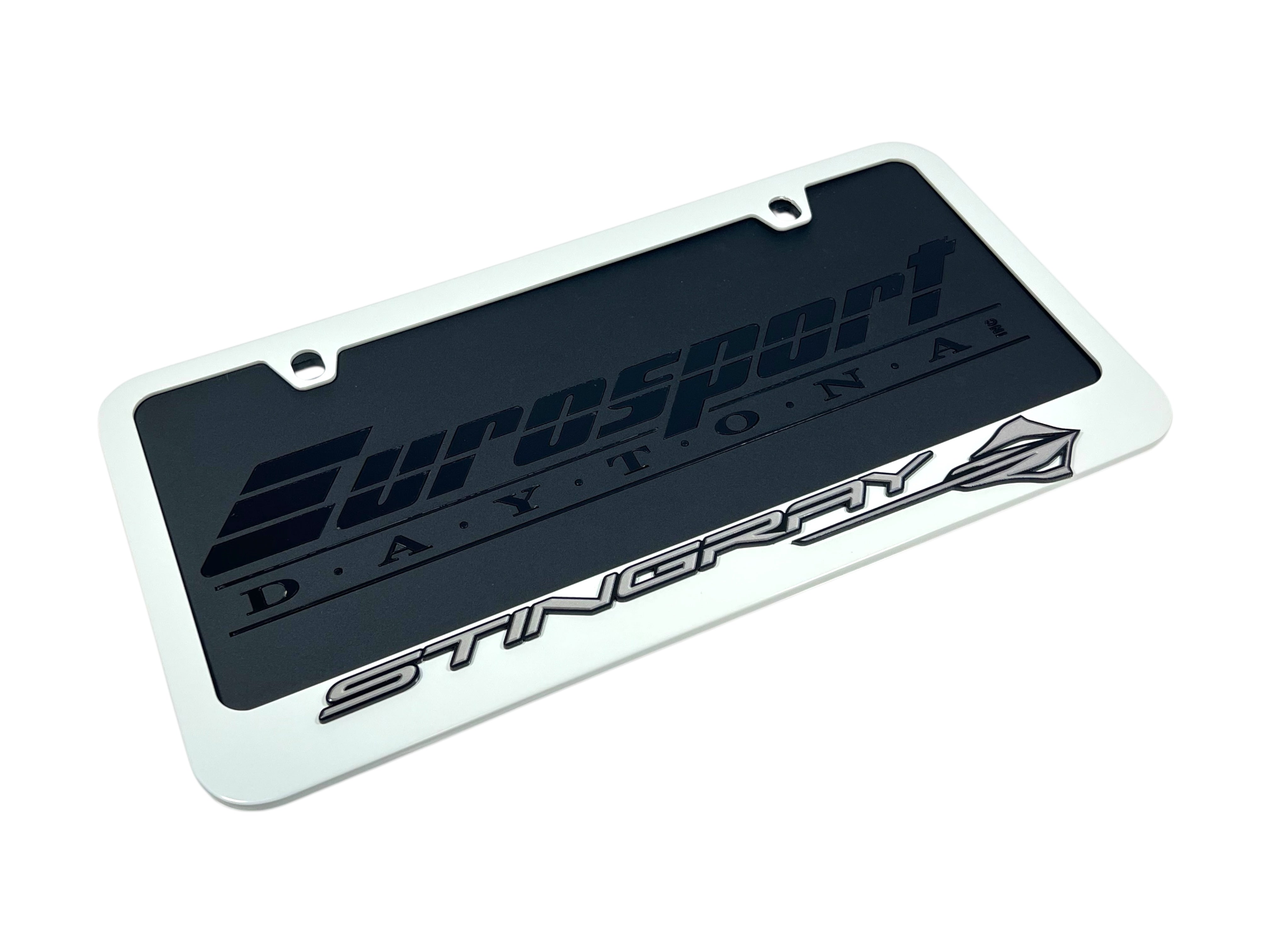 Chevrolet Corvette C8 Stingray White License Plate Frame